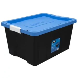 17 Gal Heavy Duty Stackable Latching Black Plastic Storage Box