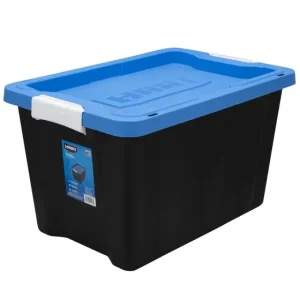 12 Gallon Heavy Duty Black Latching Plastic Storage Tote Box