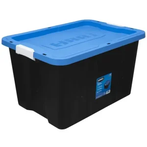 27 Gal Heavy Duty Latching Black Plastic Storage Tote Box