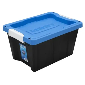 5 Gal Heavy Duty Black Latching Plastic Storage Tote Box