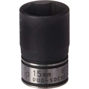 Grey Pneumatic 1/4″ Drive x 15mm Standard Duo-Socket – 6pt (89015M)