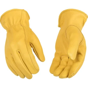 Kinco 90-12CS-L Men’s Unlined Gloves, Grain Deerskin Drivers Easy-On Cuff, Large