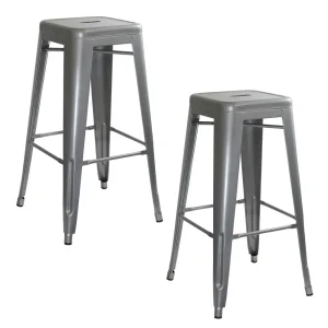 AmeriHome Loft Silver Metal Bar Stool Set of 2 (BS0302PK)