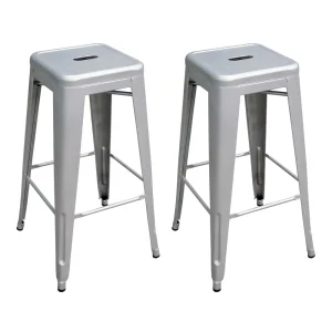 AmeriHome Loft Silver Metal Bar Stool Set of 2 (BS0302PK) - view 2