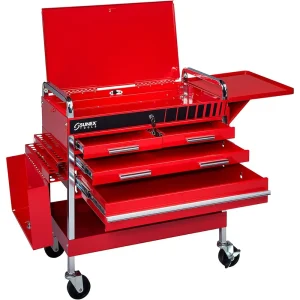 Sunex Tools Deluxe Red Service Cart with Locking Top & 4 Drawers (8013A)