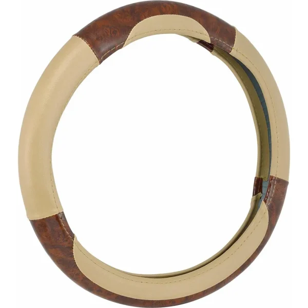 Bell Automotive 22-1-97006-9 Universal Deluxe Burl Wood Steering Wheel Cover Tan