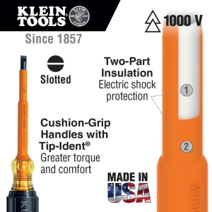 Klein Tools 605-7-INS Insulated 1/4-Inch Cabinet Tip Screwdriver, 7-Inch - view 2