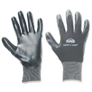 SAS Safety 640-1910 Black 15 Gauge Nylon Knit Shell Gloves