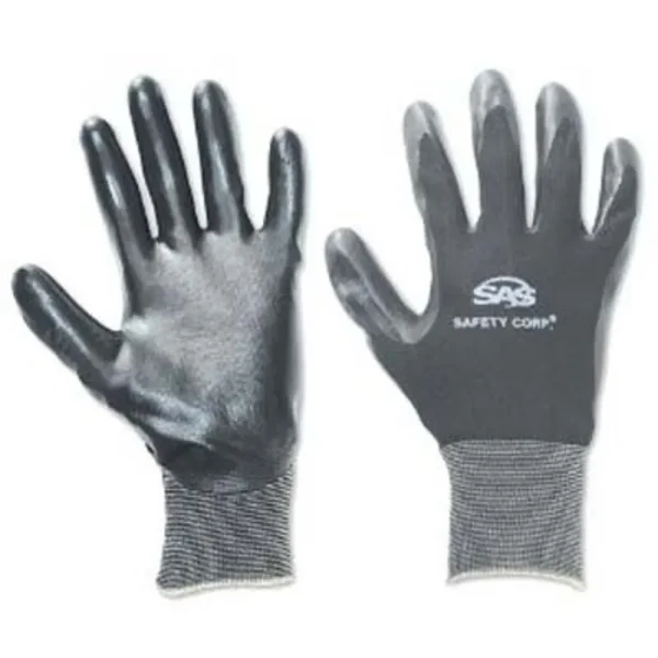 SAS Safety 640-1910 Black 15 Gauge Nylon Knit Shell Gloves