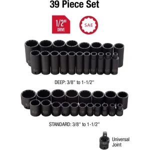 Sunex 1/2″ Dr. 12 Pt. 39 Pc. SAE Master Impact Socket Set (2698) - view 3
