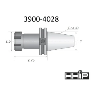 HHIP ER-40 CAT 40 V-FLANGE COLLET CHUCK WITH 2.75 GAGE DEPTH (3900-4028) - view 2