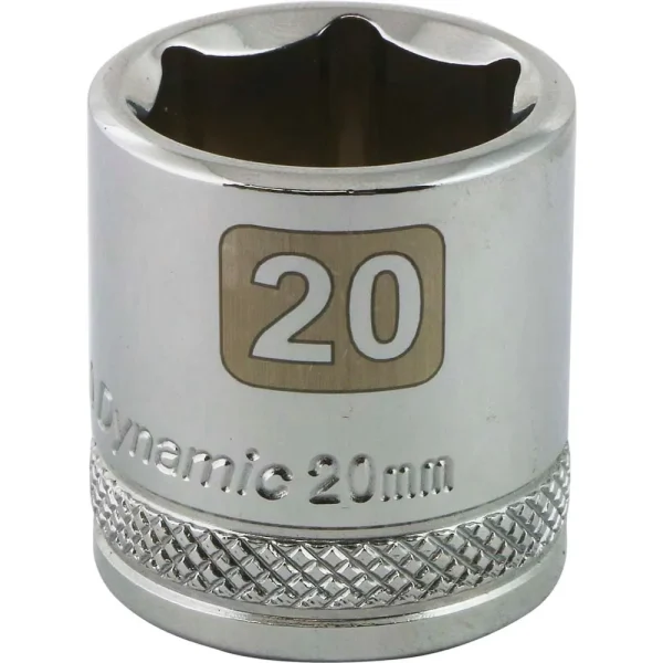 Dynamic Tools 3/8″ Drive 6 Point Metric, 20mm Standard Length, Chrome Finish Socket (D008020)