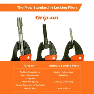 Grip-on 7″ Locking Pliers, 1-7/8″ Jaw Opening, Curved Jaws (111-07F) - view 2