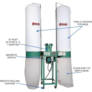 Grizzly Industrial 5 HP Industrial Dust Collector (G0672) - view 2