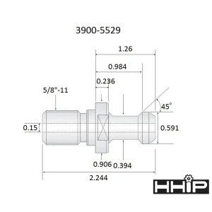 HHIP HAAS CAT40 COOLANT THRU PULL STUD 5/8-11 PS-31514 45 DEGREE (3900-5529) - view 2