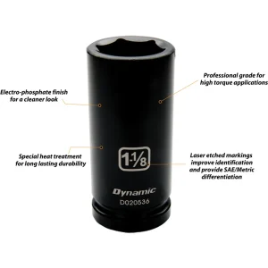 Dynamic Tools 3/4″ Drive 6 Point SAE, 13/16″ Deep Length, Impact Socket (D020526) - view 2