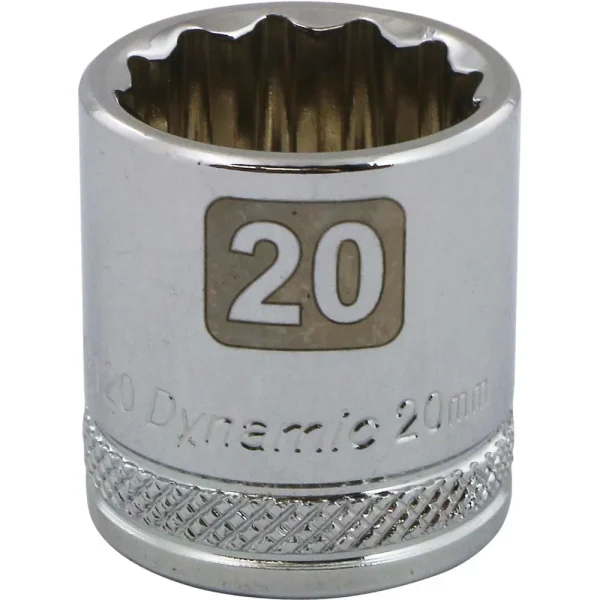 Dynamic Tools 3/8″ Drive 12 Point Metric, 20mm Standard Length, Chrome Finish Socket (D009120)