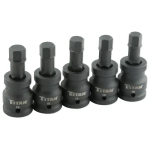 Titan Tools 5 pc. 3/4 in. Drive Impact Jumbo Hex Bit Socket Set (44505)