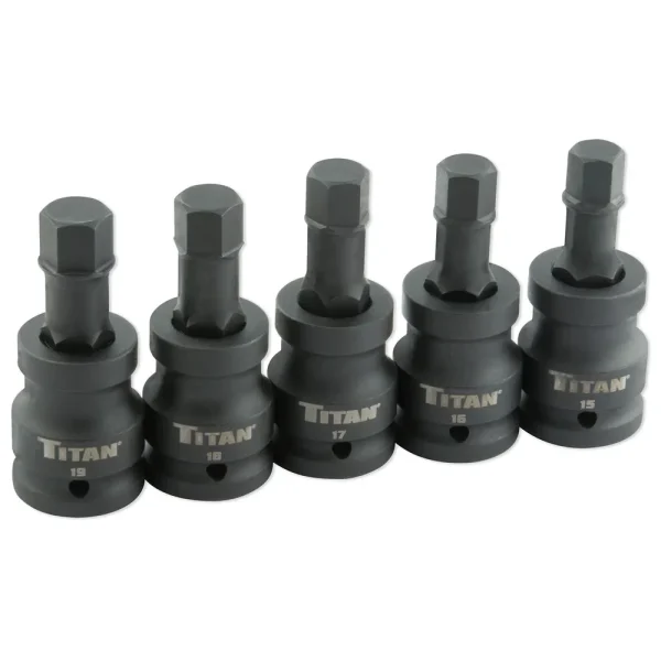 Titan Tools 5 pc. 3/4 in. Drive Impact Jumbo Hex Bit Socket Set (44505)