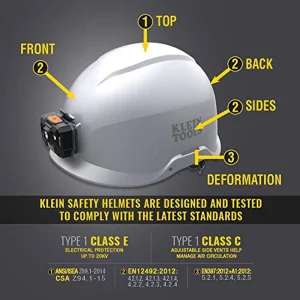Klein Tools 60150 Safety Helmet, Vented, Rechargeable Headlamp, Tested to Tough - view 3