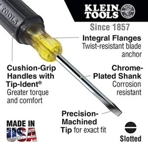 Klein Tools 605-4 1/4-Inch Cabinet Tip Screwdriver Heavy Duty 4-Inch Round Shank - view 2