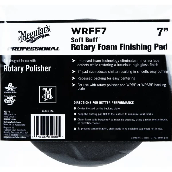 Meguiar’s SoftBuff 7 Inch Rotary Foam Finishing Pad – WRFF7