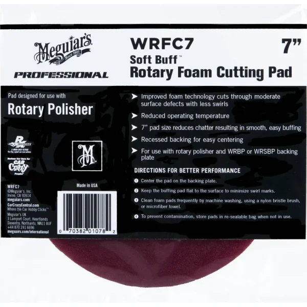 Meguiar’s SoftBuff Rotary Foam Cutting Pad – WRFC7