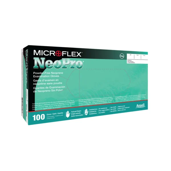 Microflex NPG888M (Medium) NeoPro Chloroprene Exam Gloves – 100/Case, Light Green