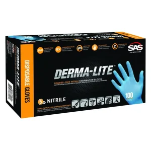 SAS Safety 6609-20 Derma-Lite Powder-Free Blue Nitrile Disposable Gloves, XLarge - view 2