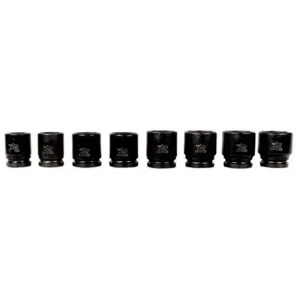 K Tool 34100 Impact Socket Set, 3/4″ Drive, 8 Piece, 1″ to 1-1/2″, 6 Point, Shallow