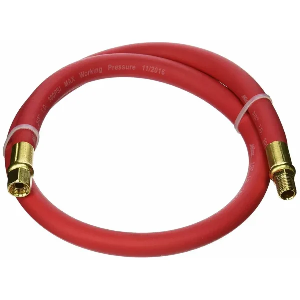 Milton 2760-3LH Air Leader Hose, 3/8″ x 3 ft. Rubber Hose – Brass Ends – 300 PSI