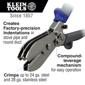 Klein Tools 86520 5 Blade Crimper for Ductwork, Pipe & Sheet Metal Crimps 24 &28 - view 2