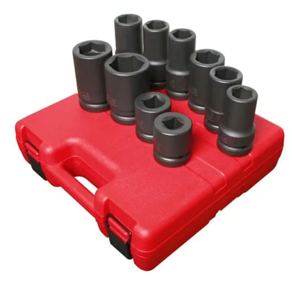 Sunex 1″ Dr. 10 Pc. SAE & Metric Heavy Duty Wheel Impact Socket Set (5690A)