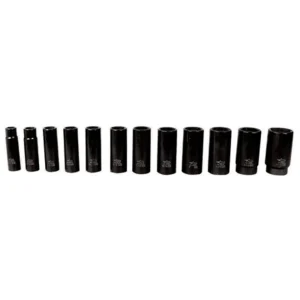 K Tool 33200 Impact Socket Set, 1/2″ Drive, 12 Piece, 1/2″ to 1-1/4″, 6 Point, Deep