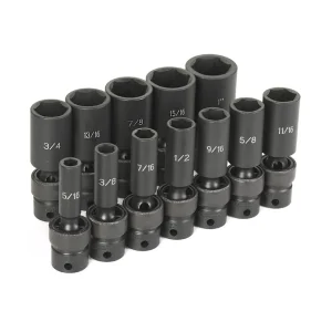 Grey Pneumatic 3/8″ Dr. 12 Pc. Deep Length Fract. Univ. Set (1212UD) - view 2
