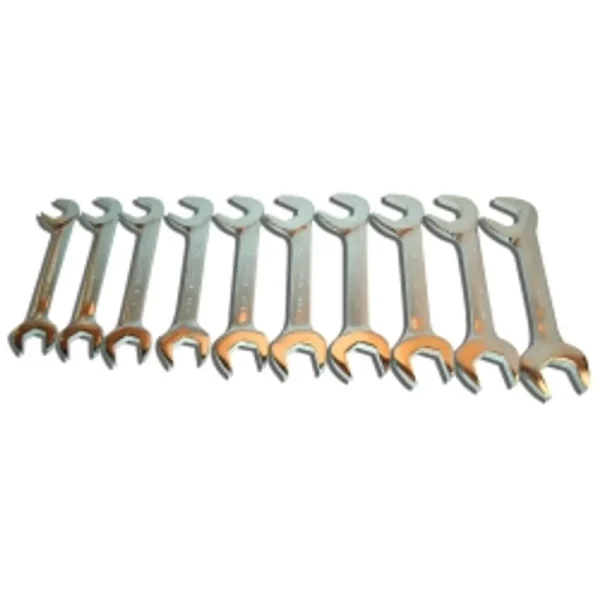 V8 Tools 9810 Angle Head Wrench Set, 10 Piece, 1-5/16″-2″, 30 And 60 Degree Heads, Full Polish, In Canvas Pouch