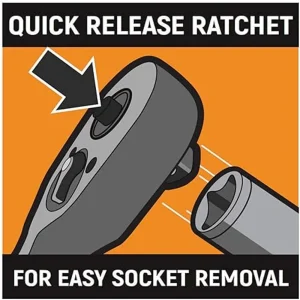 Gearwrench 81218 3/8″ Drive Teardrop Quick Release Ratcheting Socket - view 4
