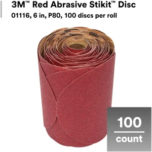 3M 6″ P220 Stikit Red Abrasive Sanding Discs (1111) - view 3