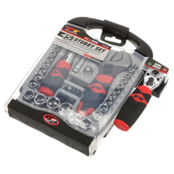 Performance 45 Piece 1/4, 3/8 Inch Drive 6 Point SAE, Metric Tool Set – W39000