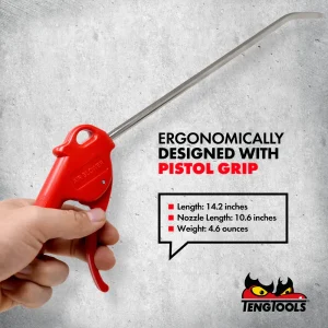 Teng Tools Pistol Grip Style Air Blow Gun with 10.6 Inch Long Nozzle & 1/4 Inch Air Inlet – ARB02 - view 2