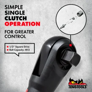 Teng Tools 1/2 Inch Square Drive High Torque Forward & Reverse Air Ratchet Wrench – ARR12 - view 4
