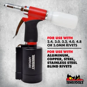 Teng Tools Professional Heavy Duty Pneumatic Air Rivet Gun (For 0.09 to 0.2 Inch Rivets) – ARRG80 - view 2
