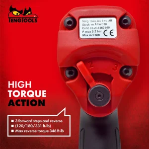 Teng Tools 3/8 Inch Square Drive Reversible High Torque Composite Air Impact Wrench Gun – ARWC38 - view 3