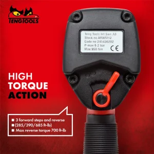 Teng Tools 1/2 Inch Square Drive Reversible High Torque Aluminum Air Impact Wrench Gun – ARWM12 - view 3