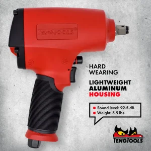Teng Tools 1/2 Inch Square Drive Reversible High Torque Aluminum Air Impact Wrench Gun – ARWM12 - view 4