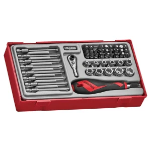 Teng Tools 49 Piece 1/4 Inch Drive Socket, Bit, Ratchet Head and Chuck Screwdriver Set – TTMDQ49