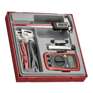 Teng Tools 4 Piece Digital Caliper, Multimeter and Gauge Mechanics Measuring Tool Set – TTDCM