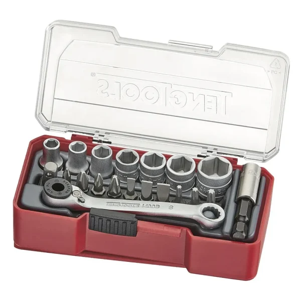 Teng Tools 20 Piece 1/4 Inch Drive Metric 6 Point Shallow Socket & Bit Set (5.5MM to 13MM) – TJ1420