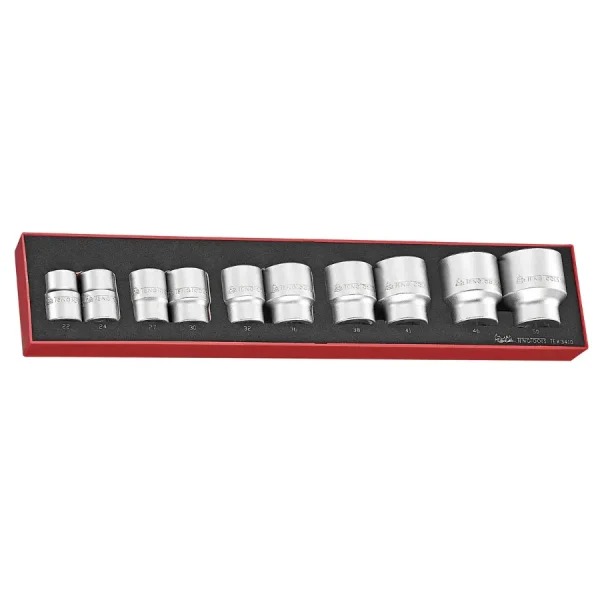 Teng Tools 10 Piece 3/4 Inch Drive 6 Point Metric Shallow Socket Set (22MM to 50MM) – TEX3410