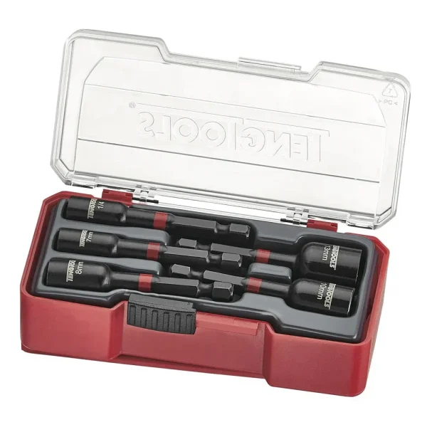Teng Tools 5 Piece 1/4 Inch Hex Drive 6 Point Metric & SAE Impact Nut Setter Driver Set – TJNS05
